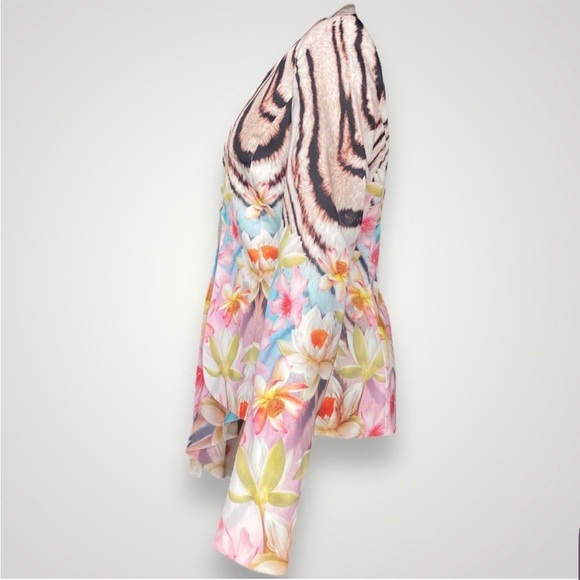 Roberto Cavalli Tiger & Pink Floral Blazer Jacket - Picture 4 of 6